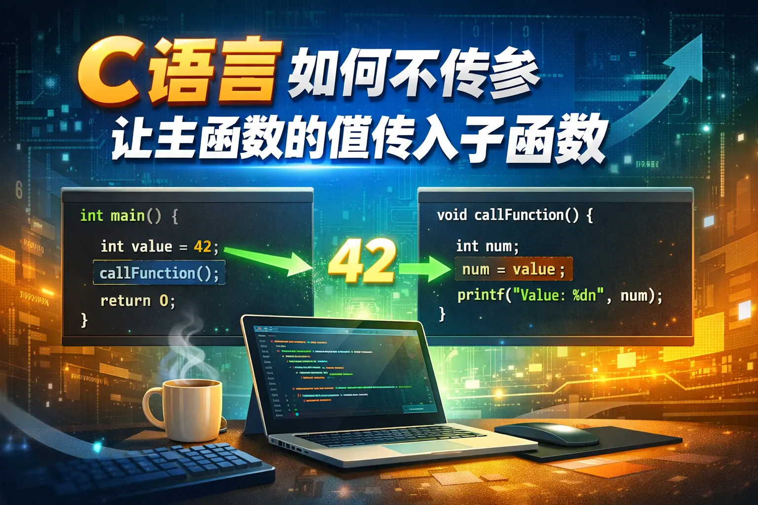c语言如何不传参让主函数的值传入子函数