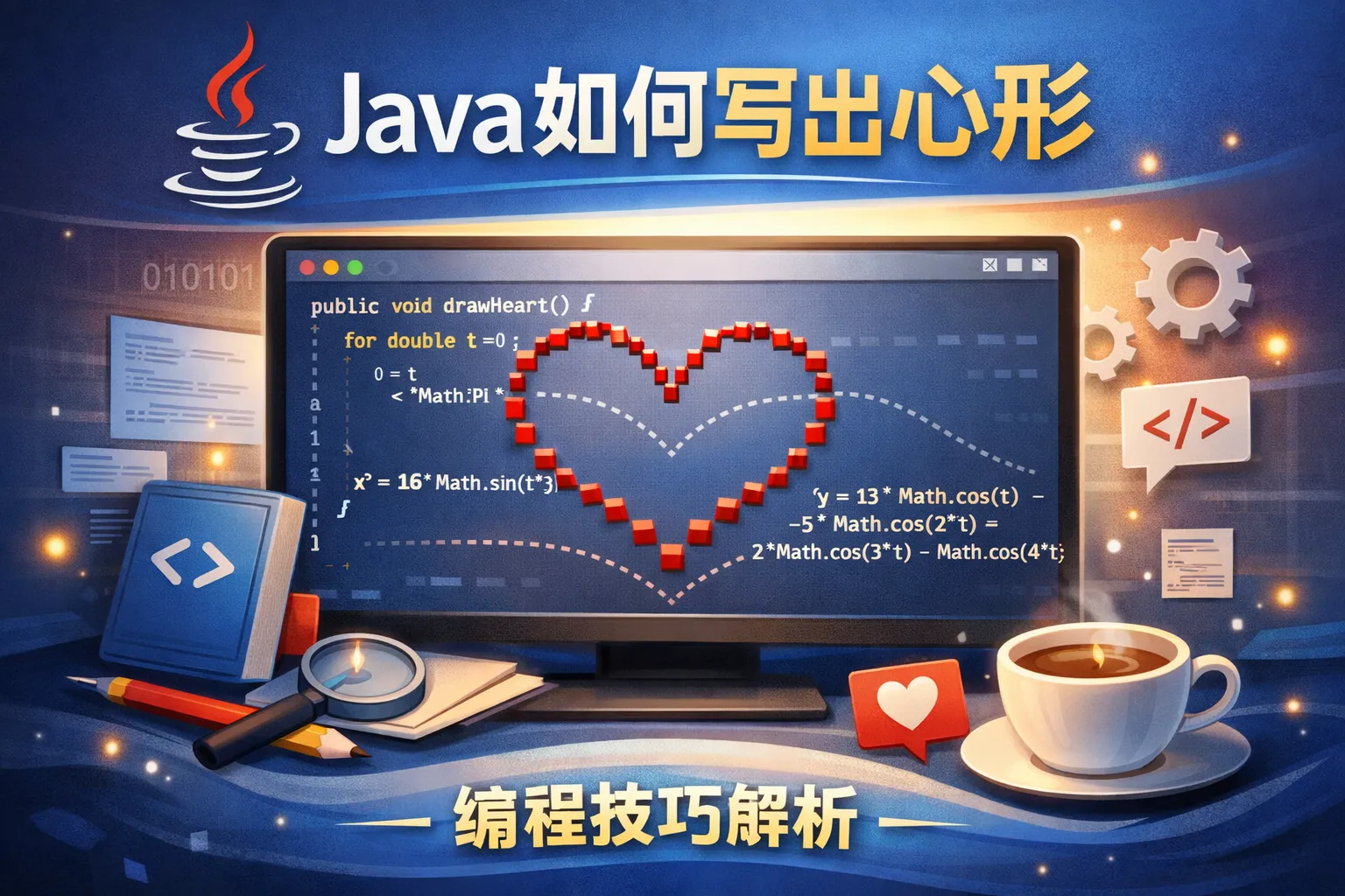java如何写出心形