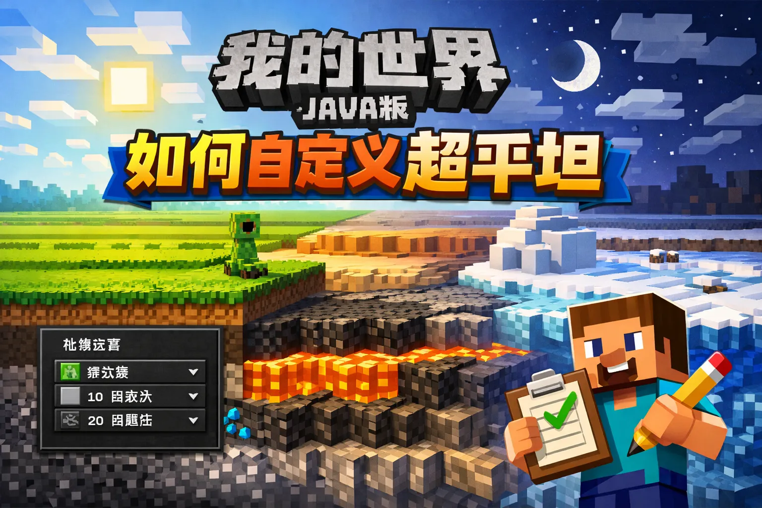 我的世界java版如何自定义超平坦