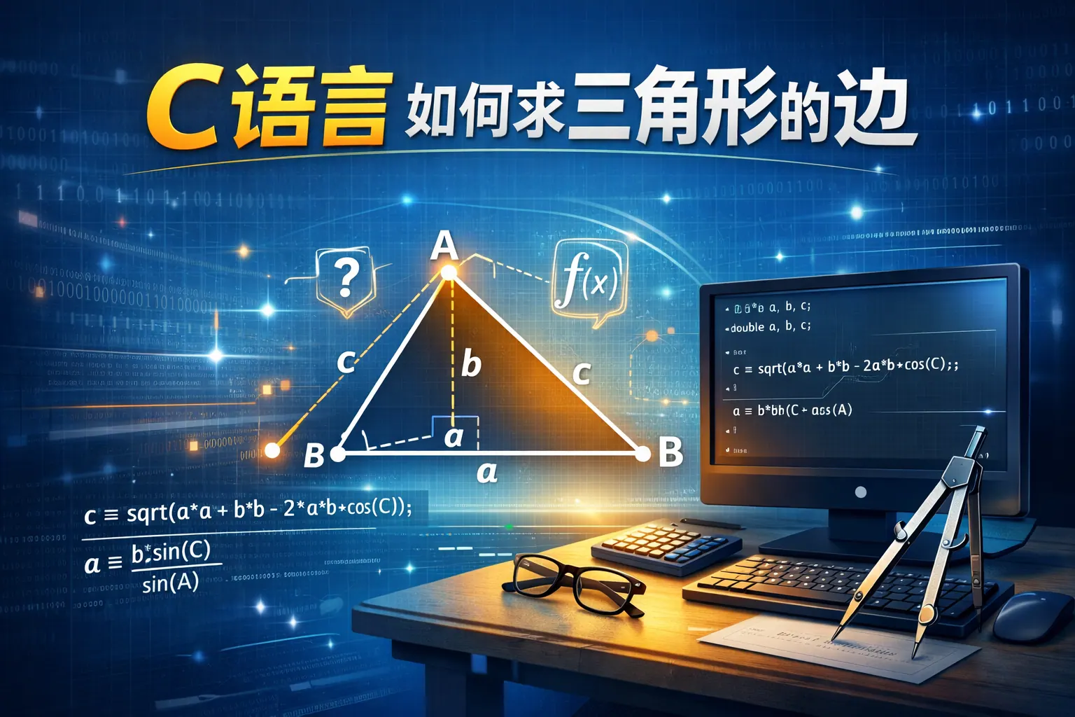 c语言如何求三角形的边