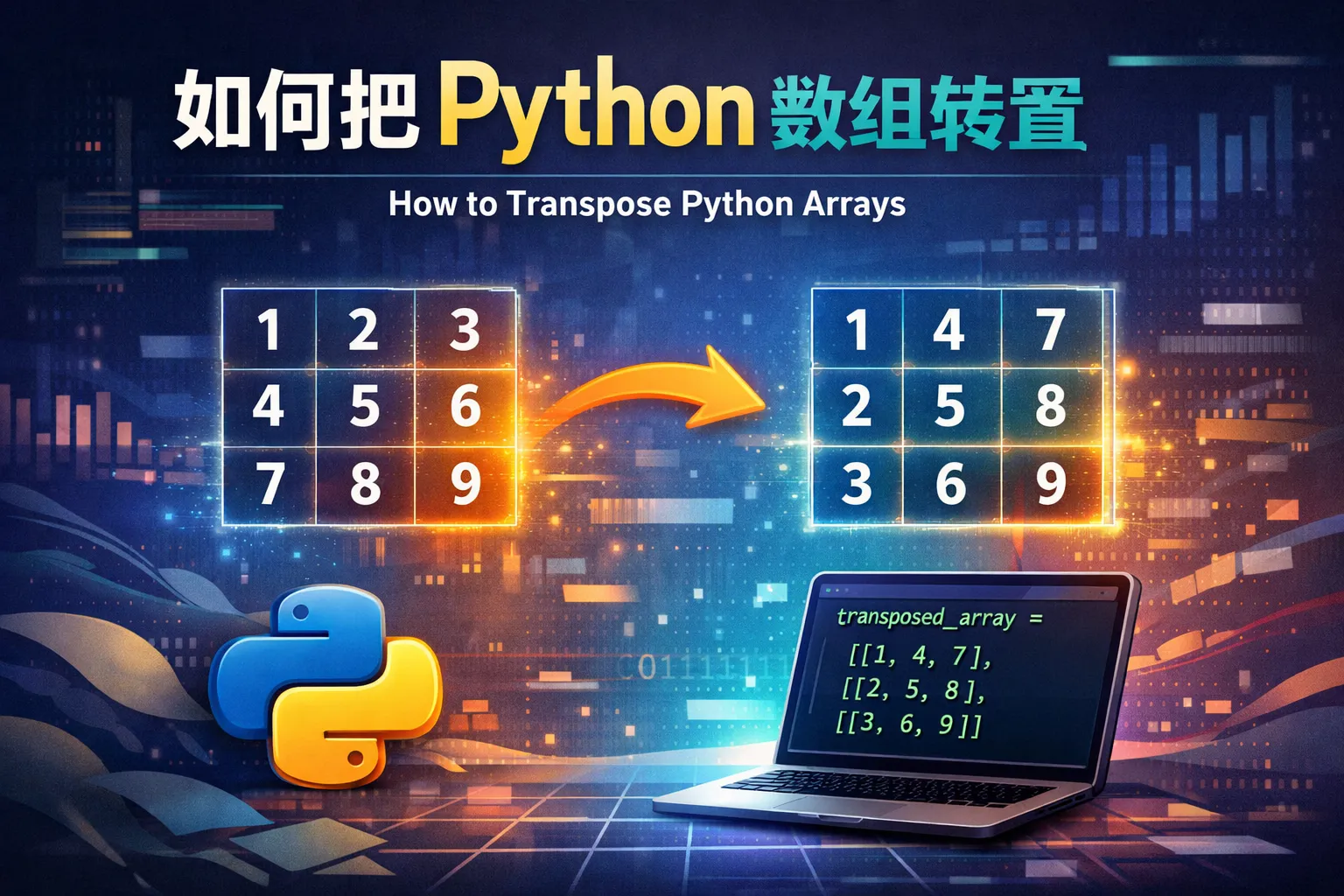 如何把python数组转置