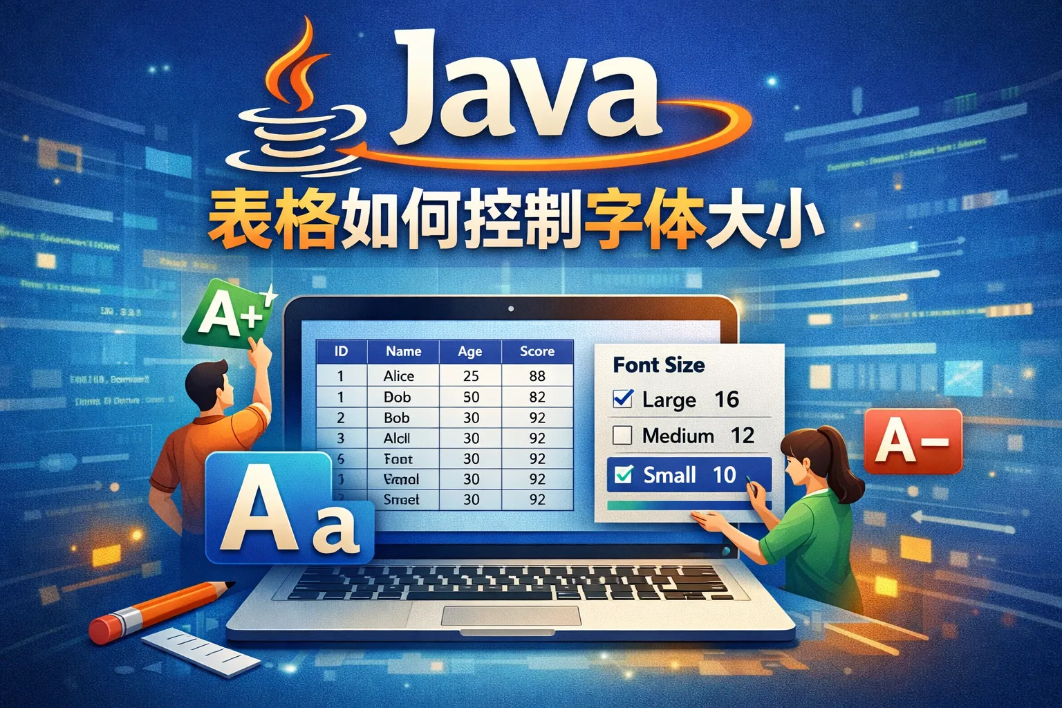 java表格如何控制字体大小