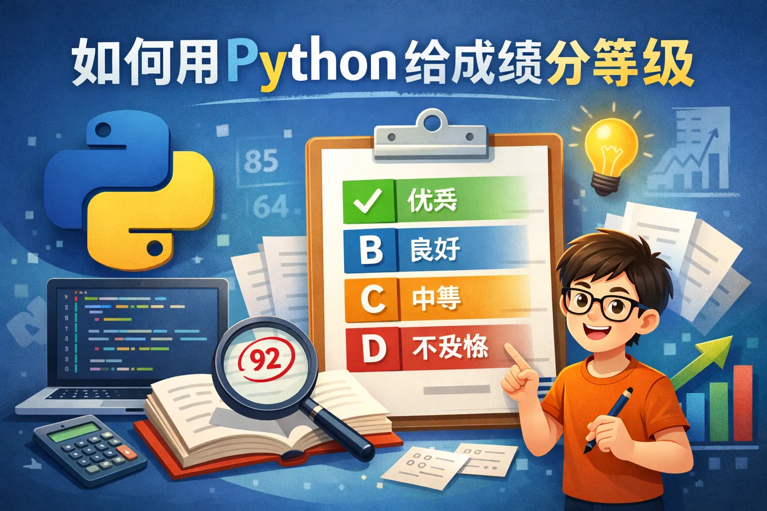 如何用python给成绩分等级