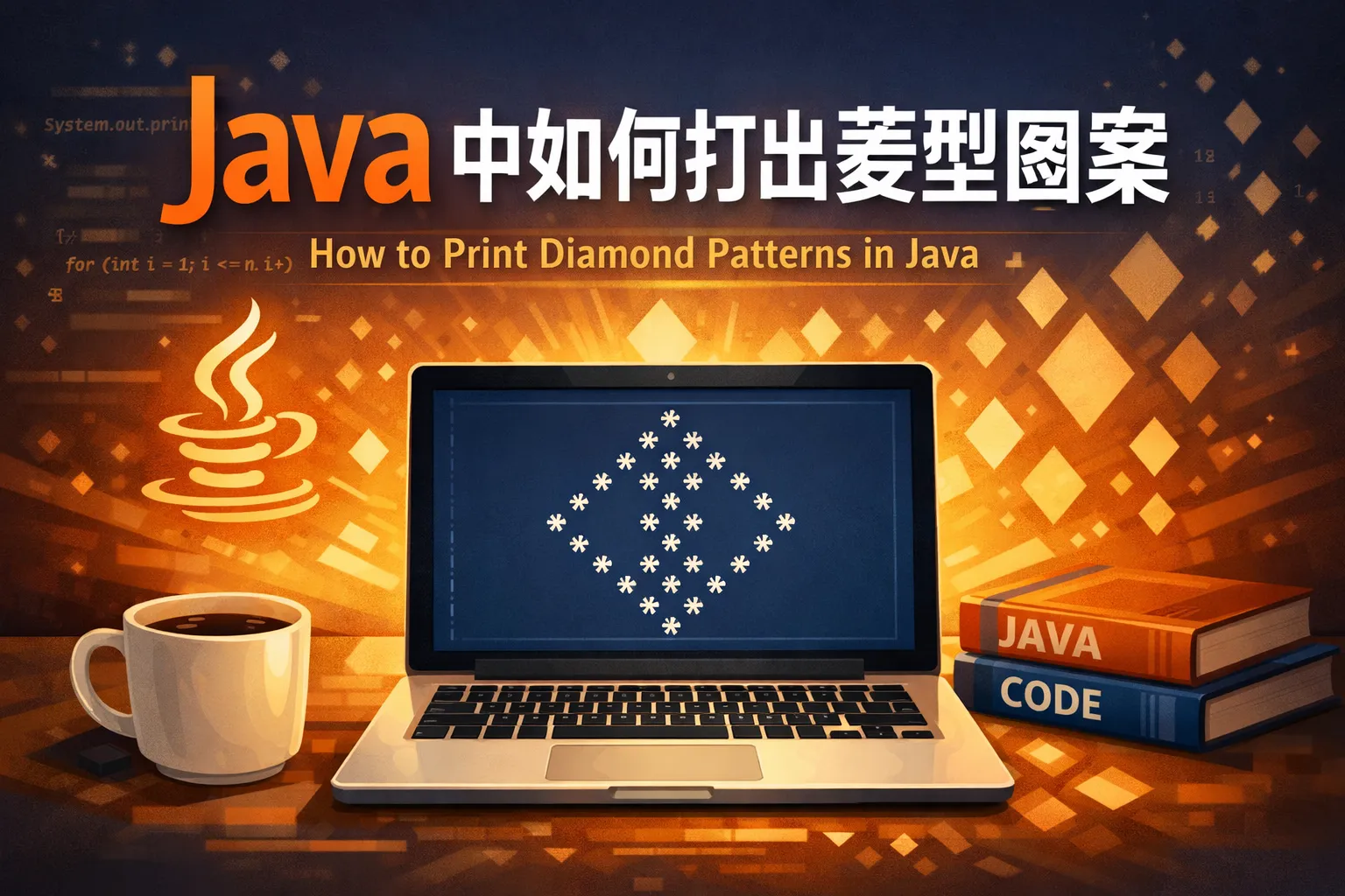 java中如何打出菱型图案