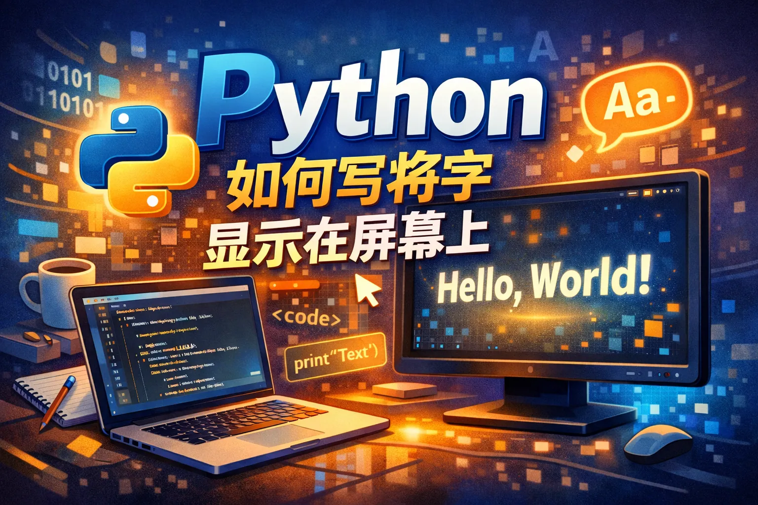 python如何写将字显示在屏幕上