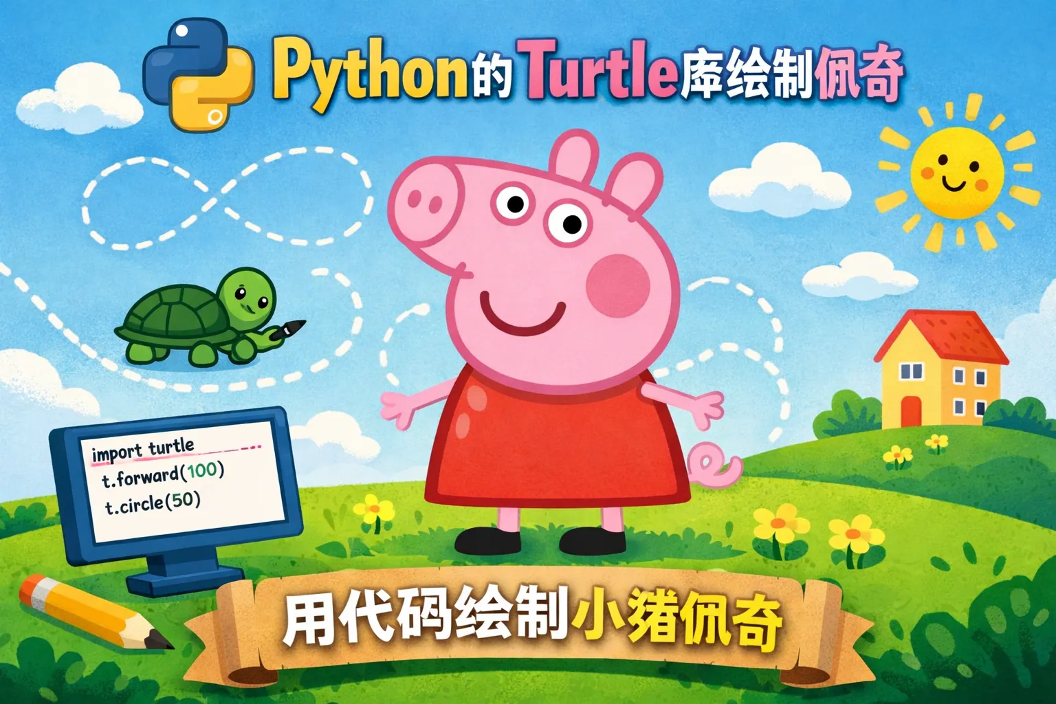 python的turtle库绘制佩奇