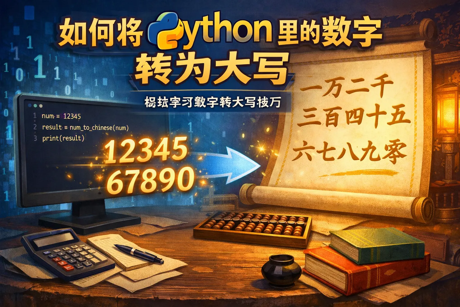 如何将python里的数字转为大写