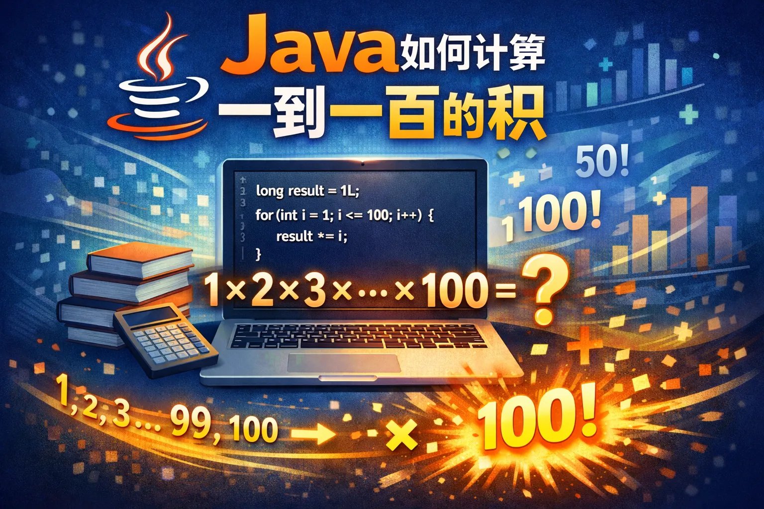 java如何计算一到一百的积