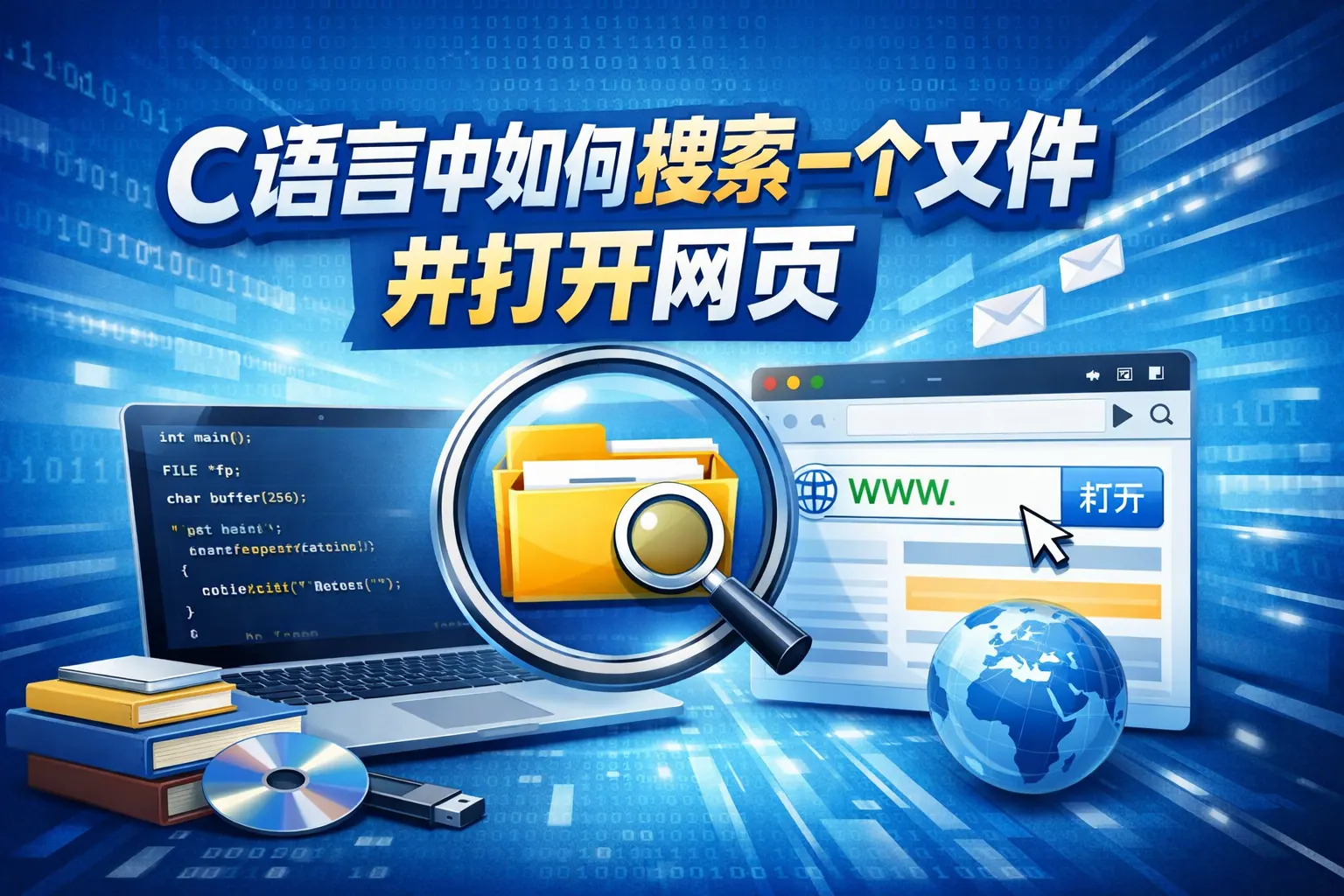 c语言中如何搜索一个文件并打开网页