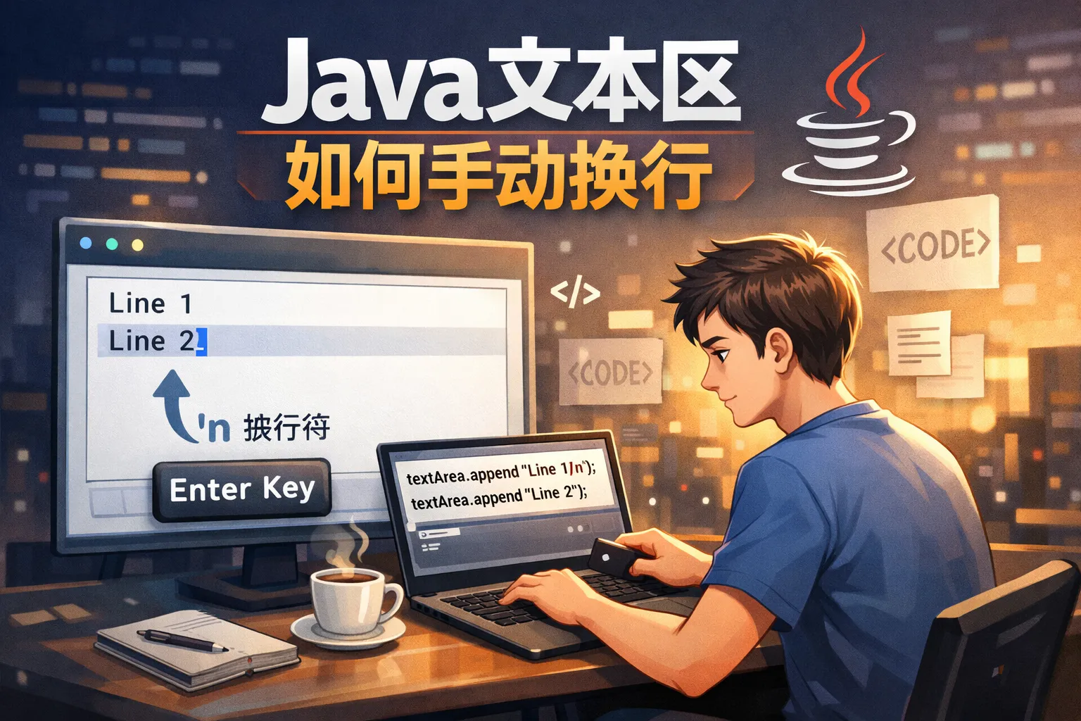 java文本区如何手动换行