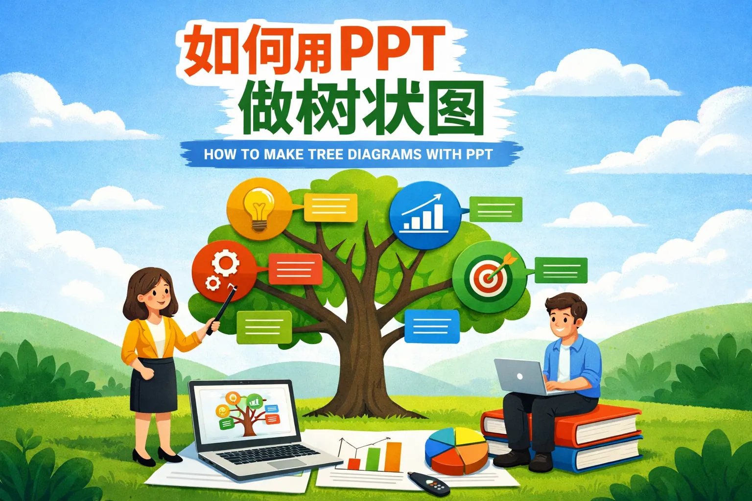 如何用ppt做树状图