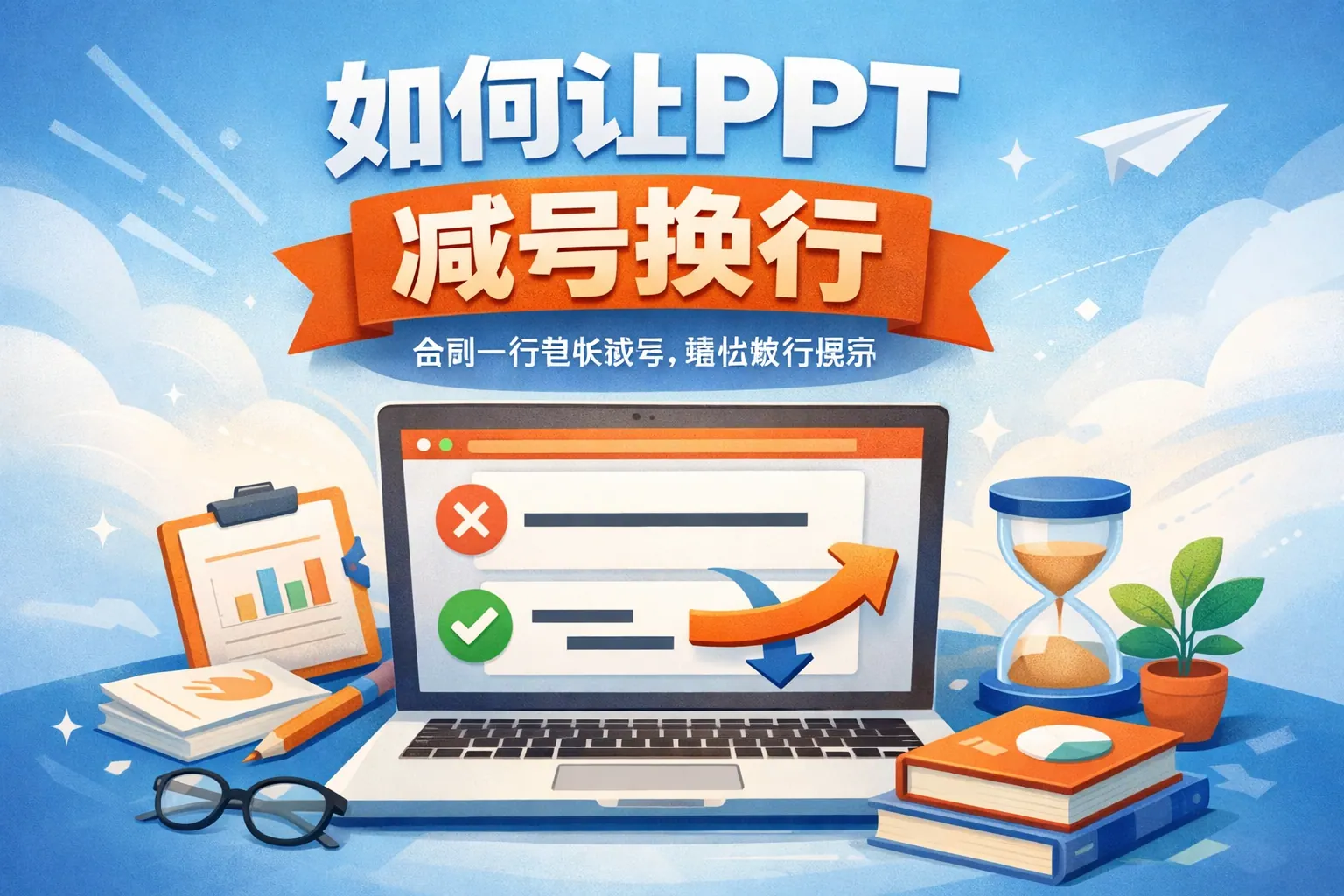 如何让ppt减号换行