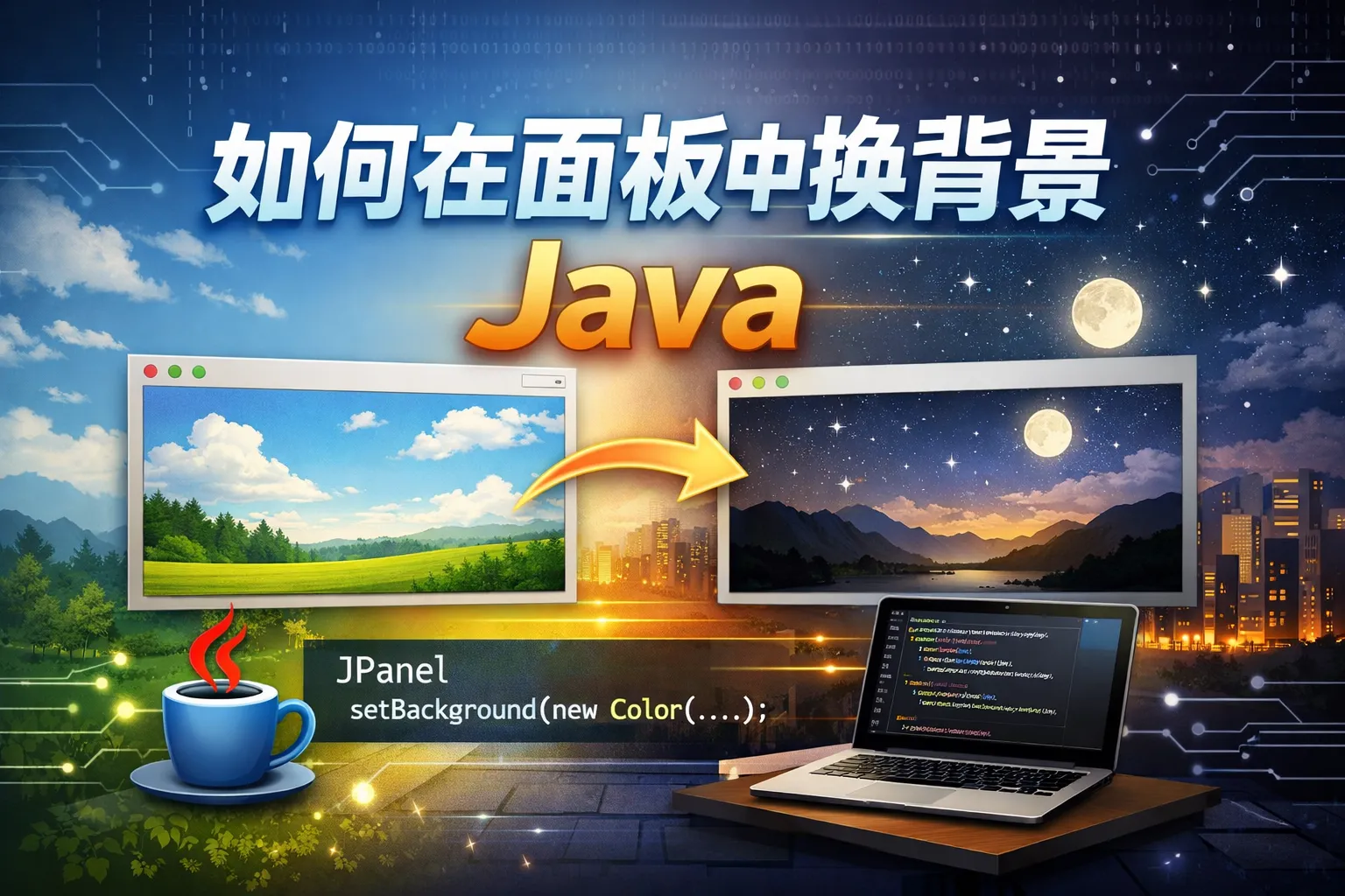 如何在面板中换背景java