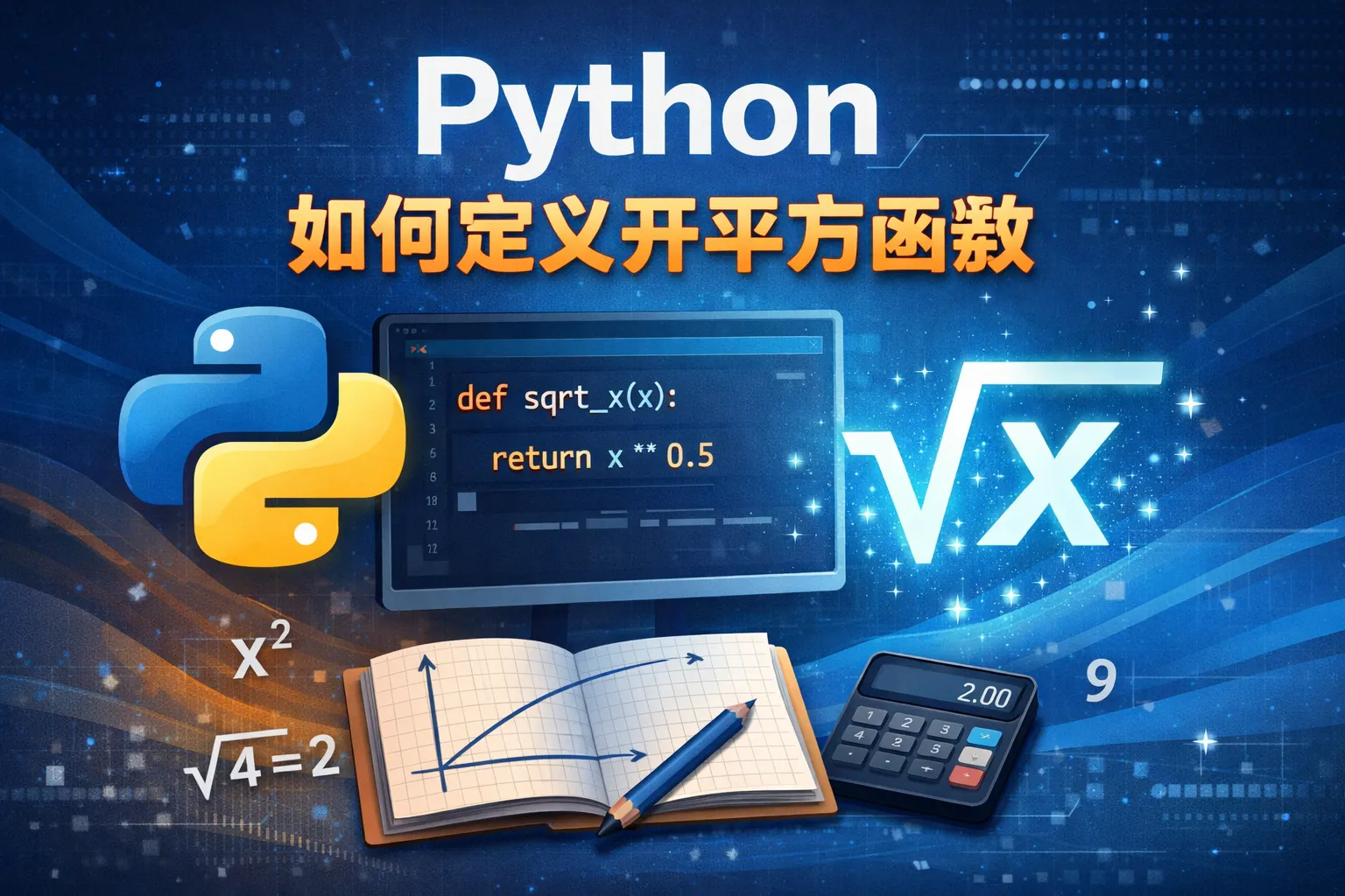 python如何定义开平方函数