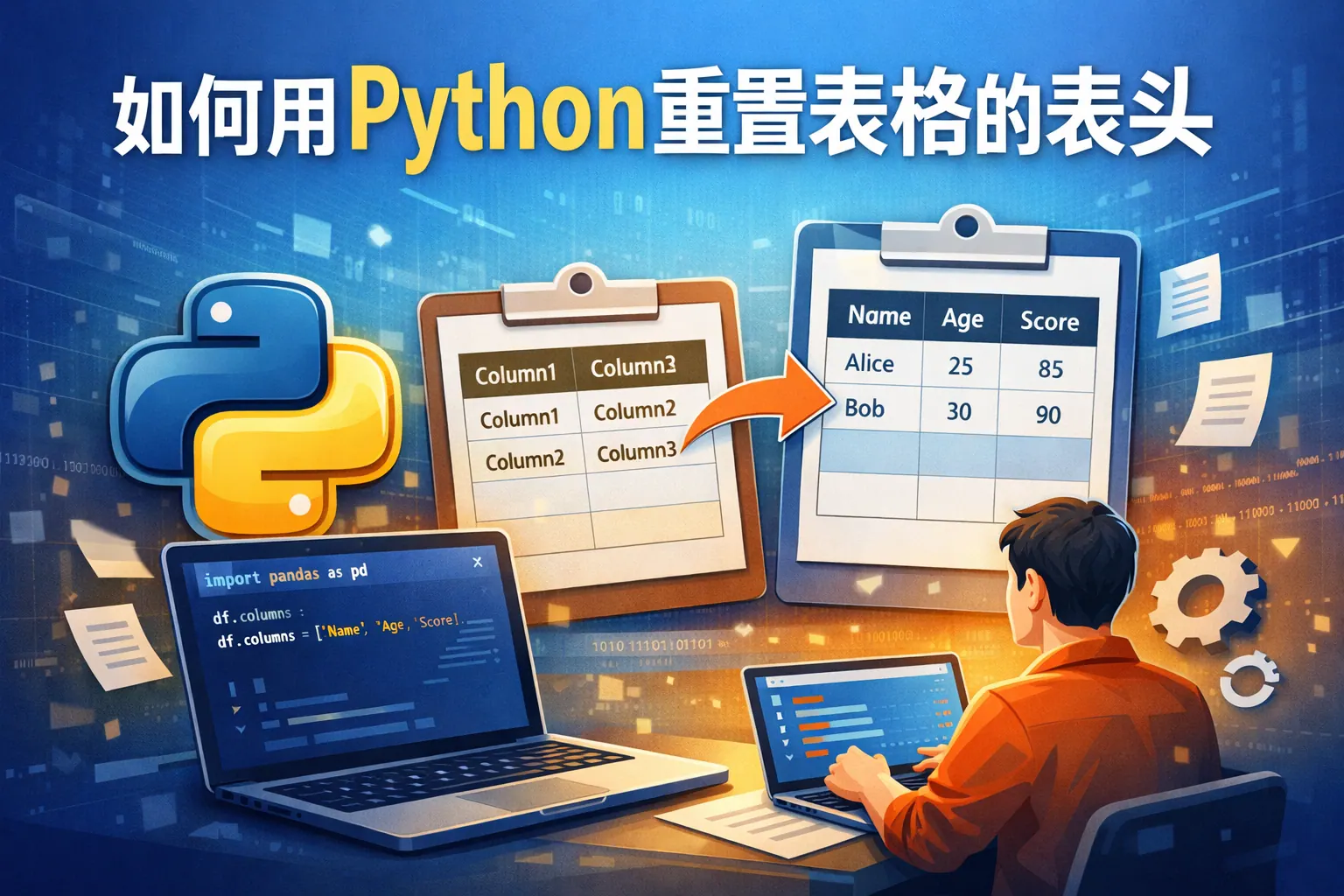 如何用python重置表格的表头