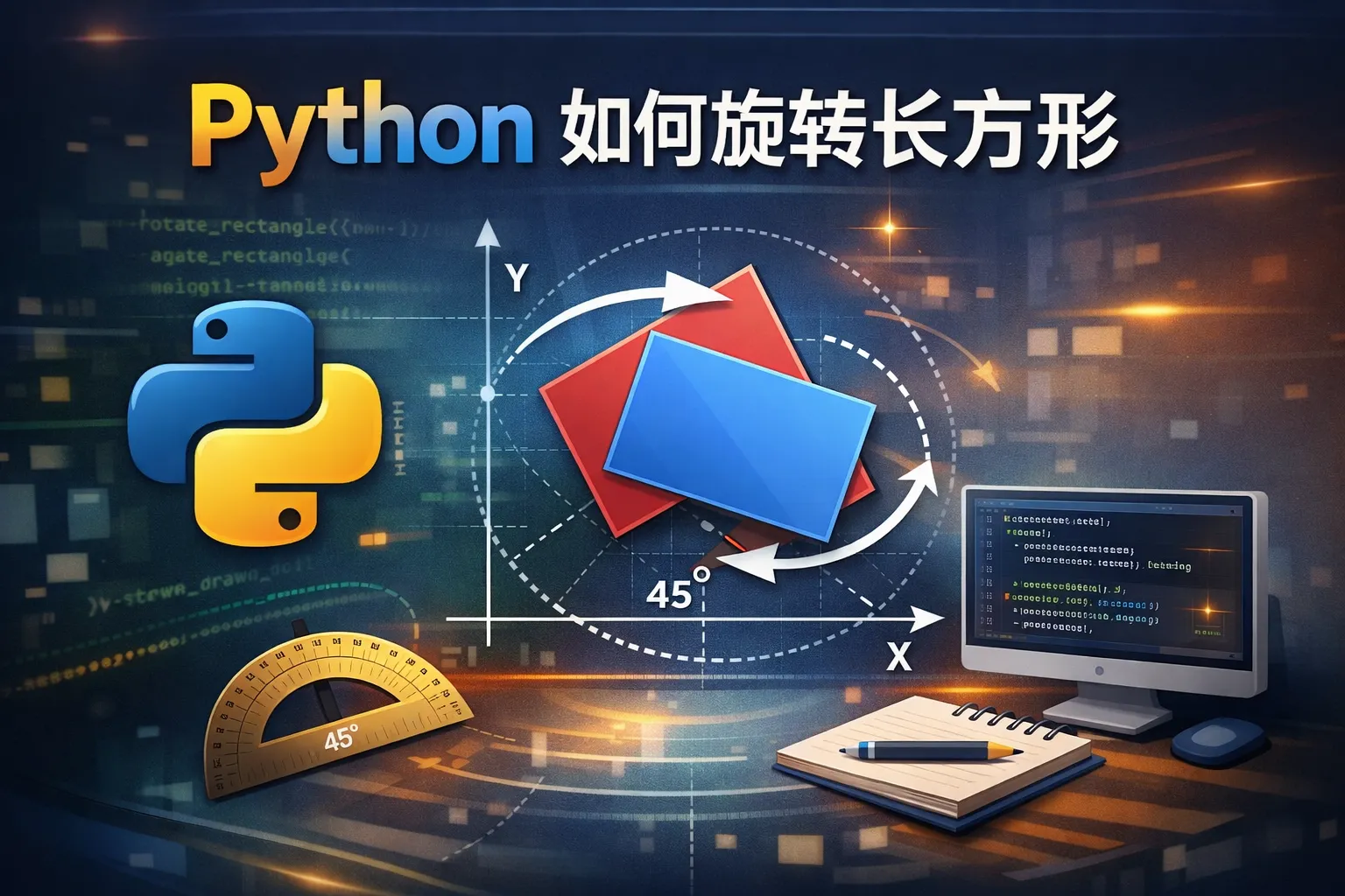 python如何旋转长方形