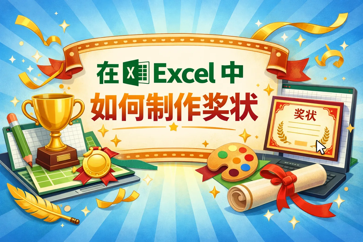 在excel中如何制作奖状