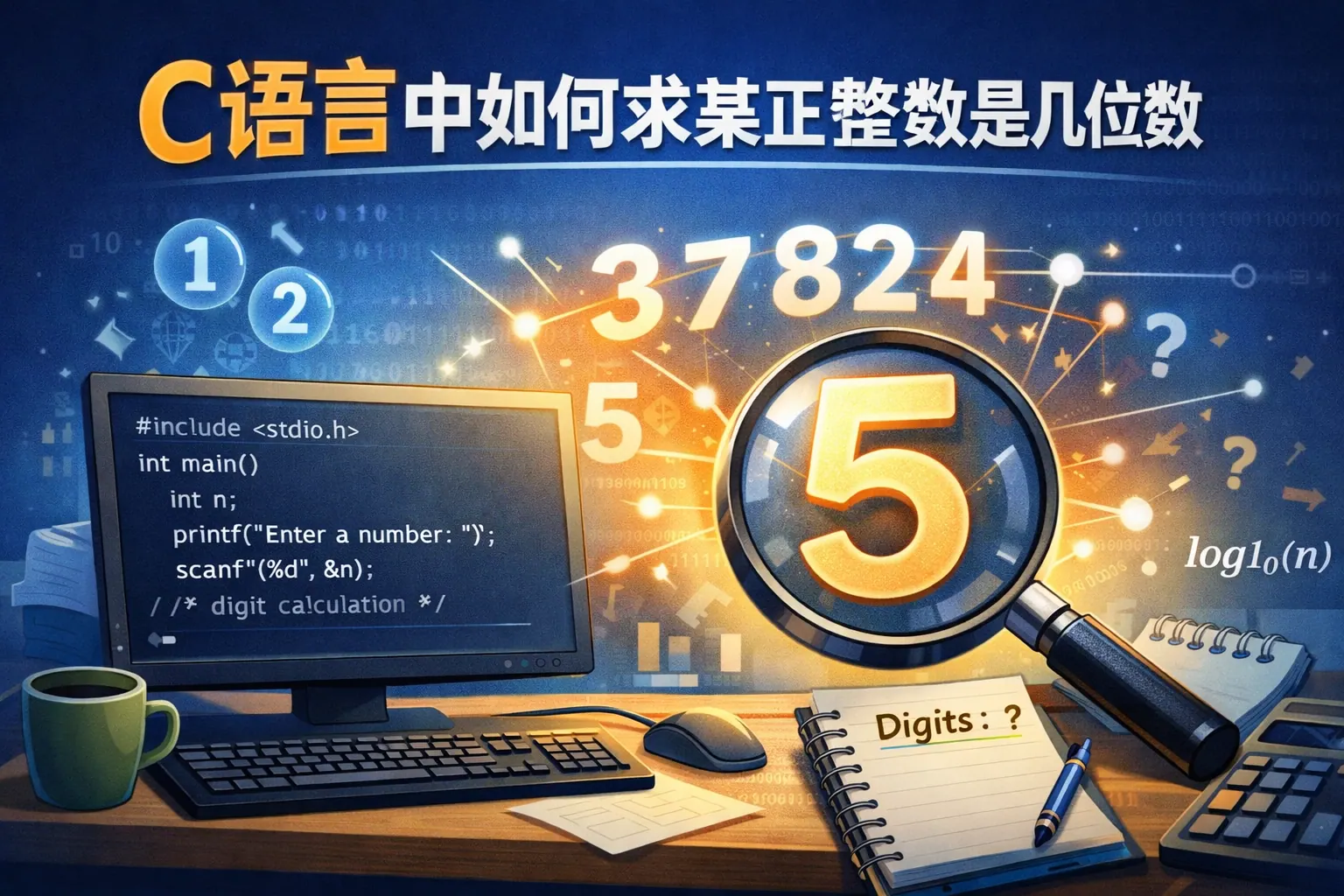 c语言中如何求某正整数是几位数