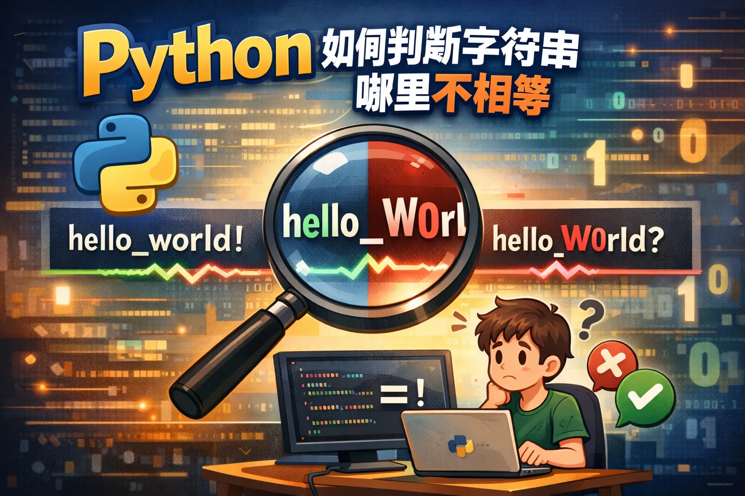 python如何判断字符串哪里不相等
