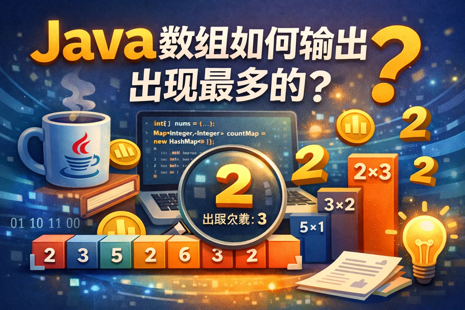 java数组如何输出出现最多的