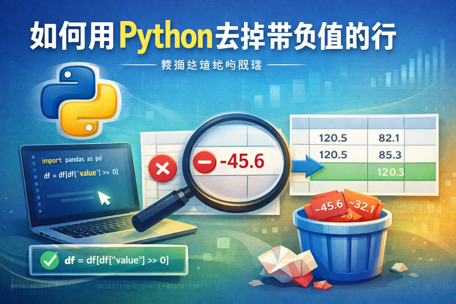 如何用python去掉带负值的行