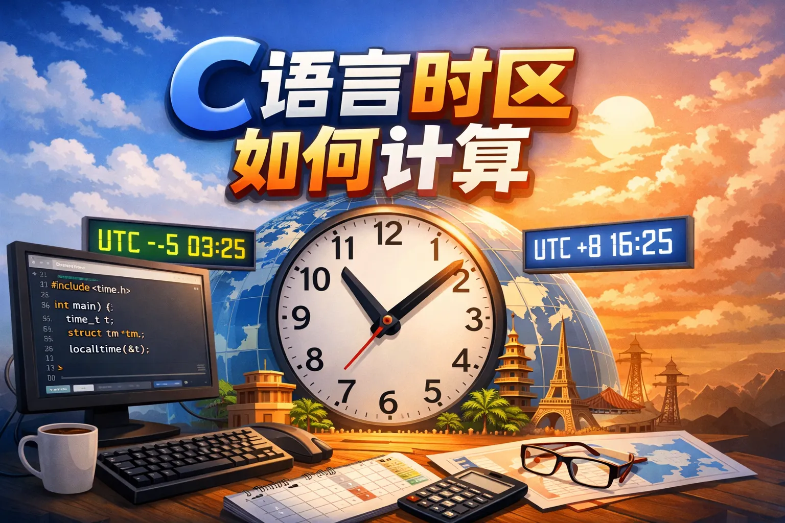 c语言时区如何计算