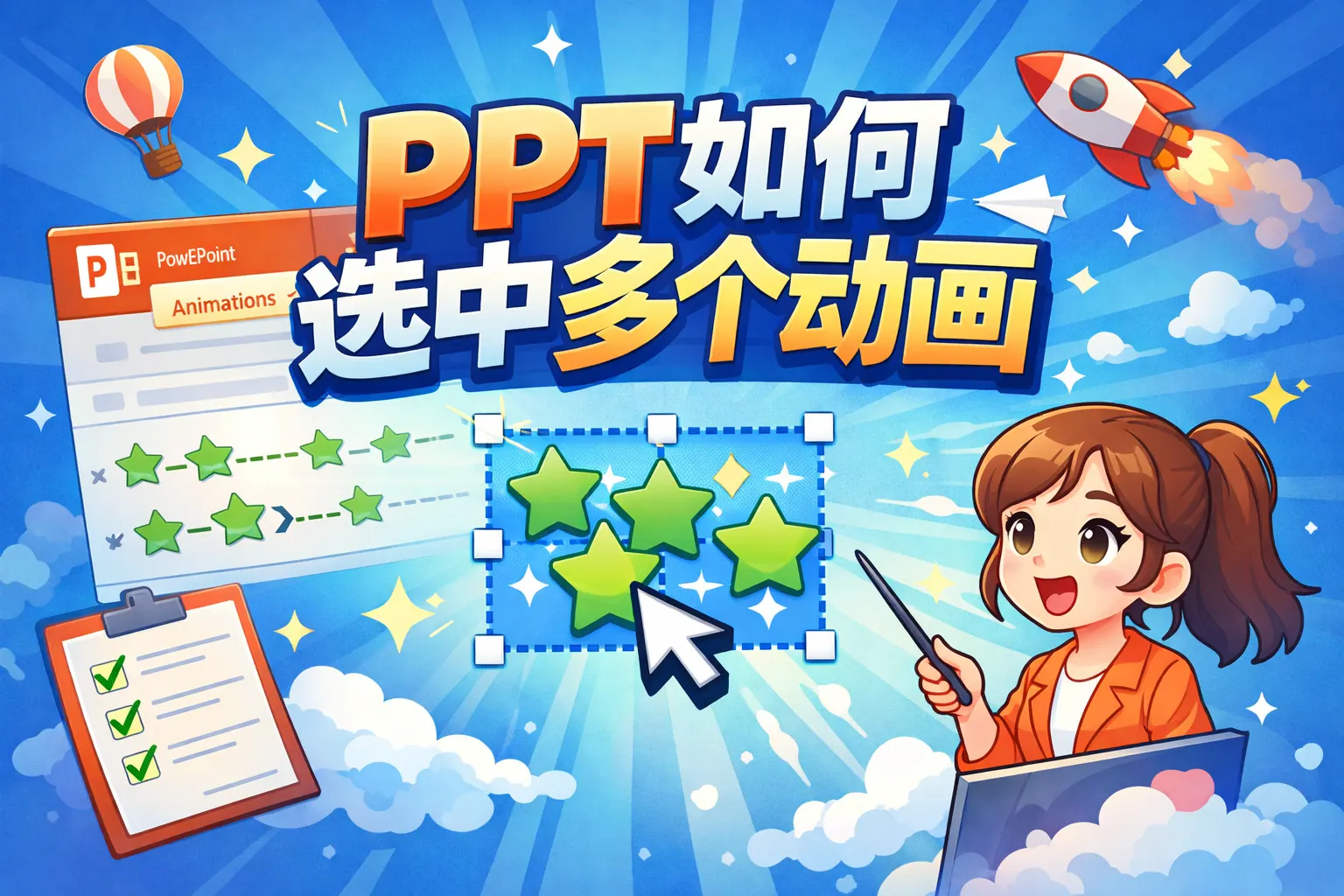 ppt如何选中多个动画