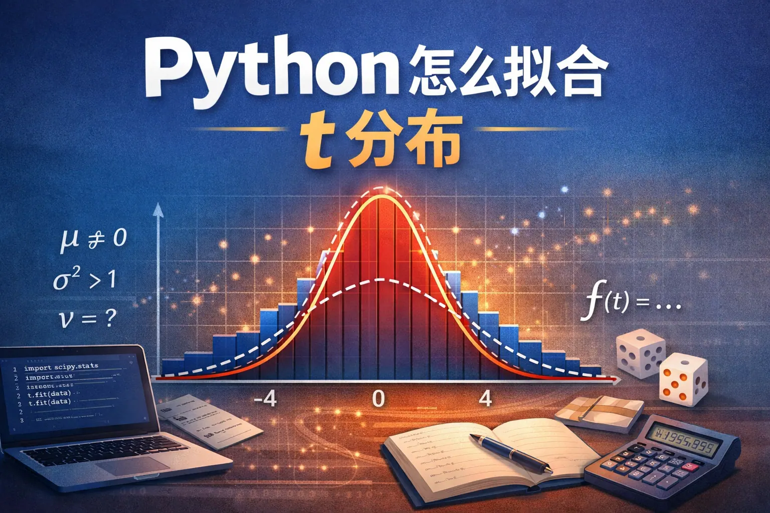 python怎么拟合t分布