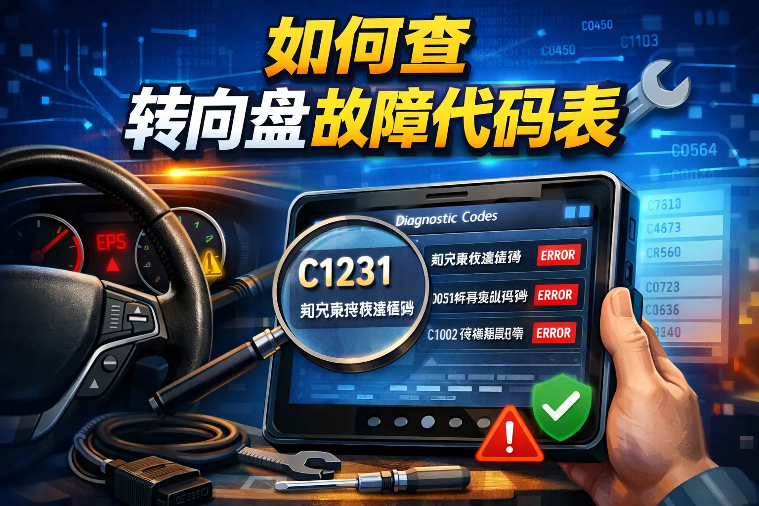 如何查转向盘故障代码表