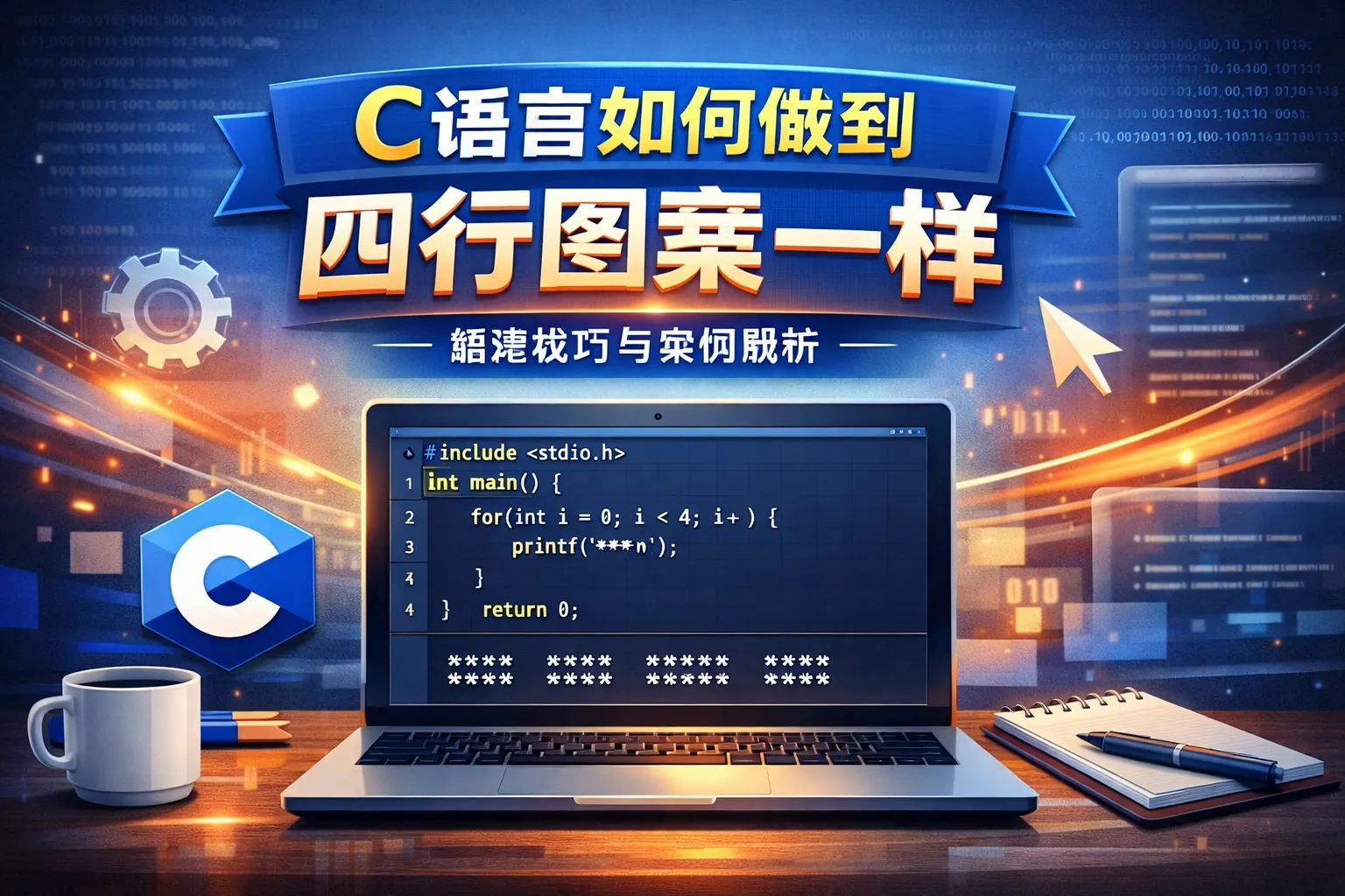 c语言如何做到四行图案一样