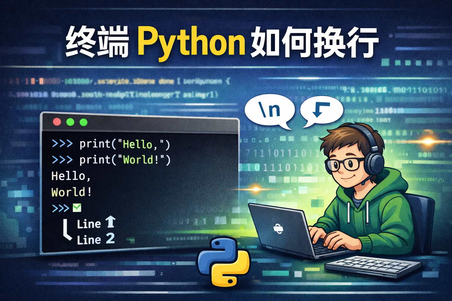 终端 python如何换行