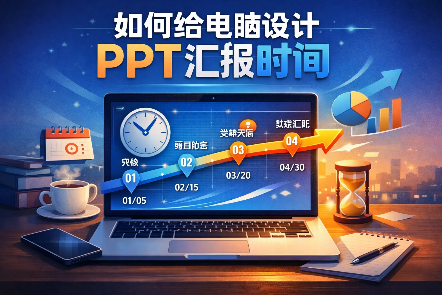 如何给电脑设计PPT汇报时间