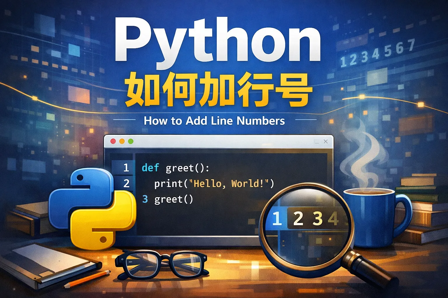 python如何加行号
