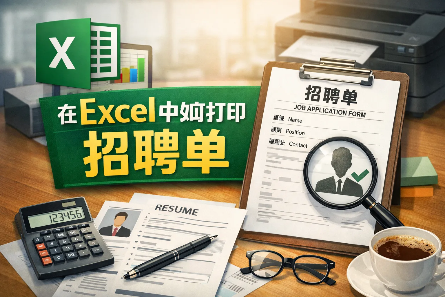 在excel中如何打印招聘单