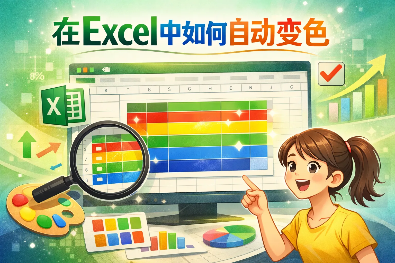 在excel中如何自动变色