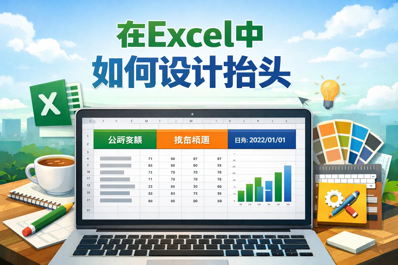 在excel中如何设计抬头