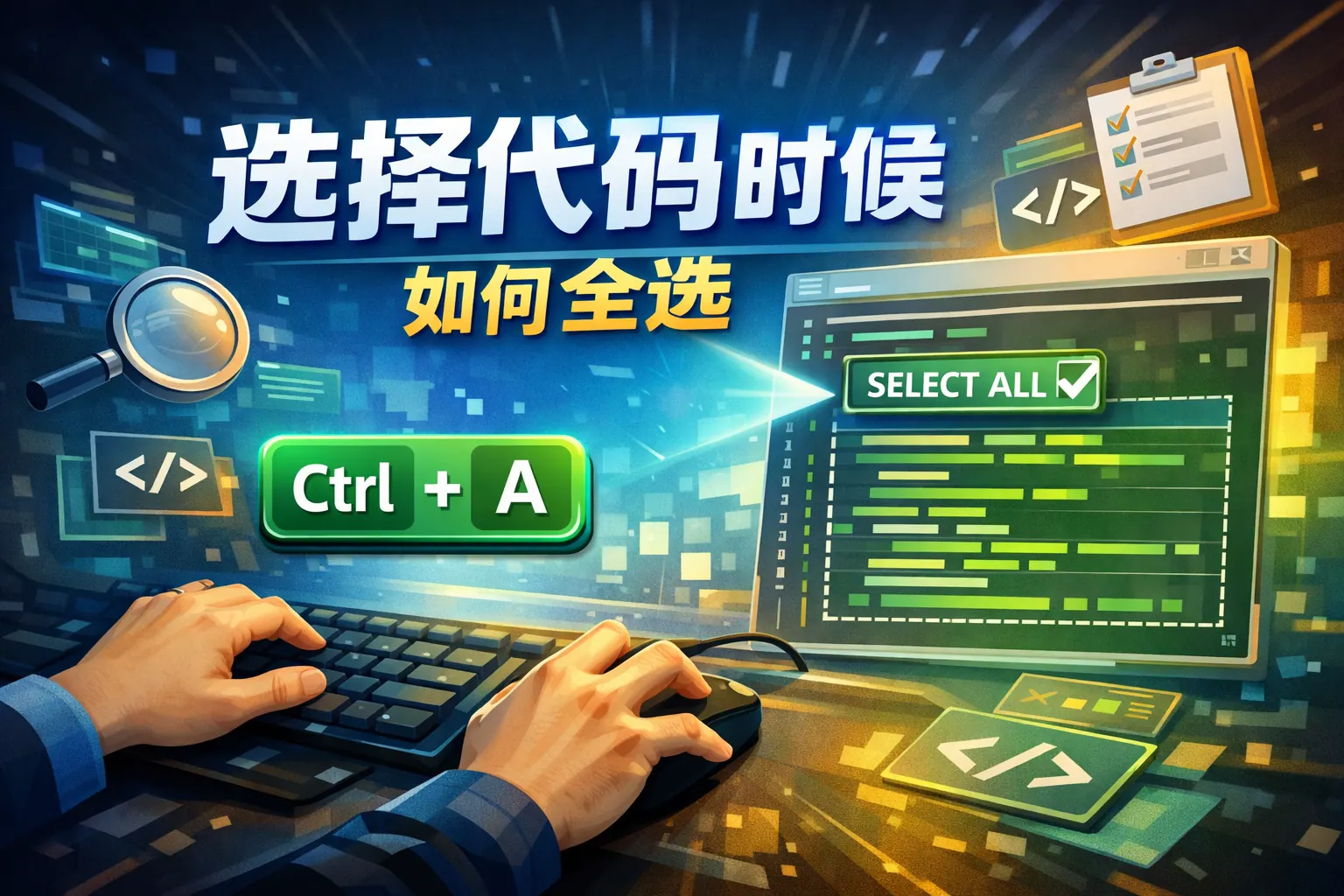 选择代码时候如何全选