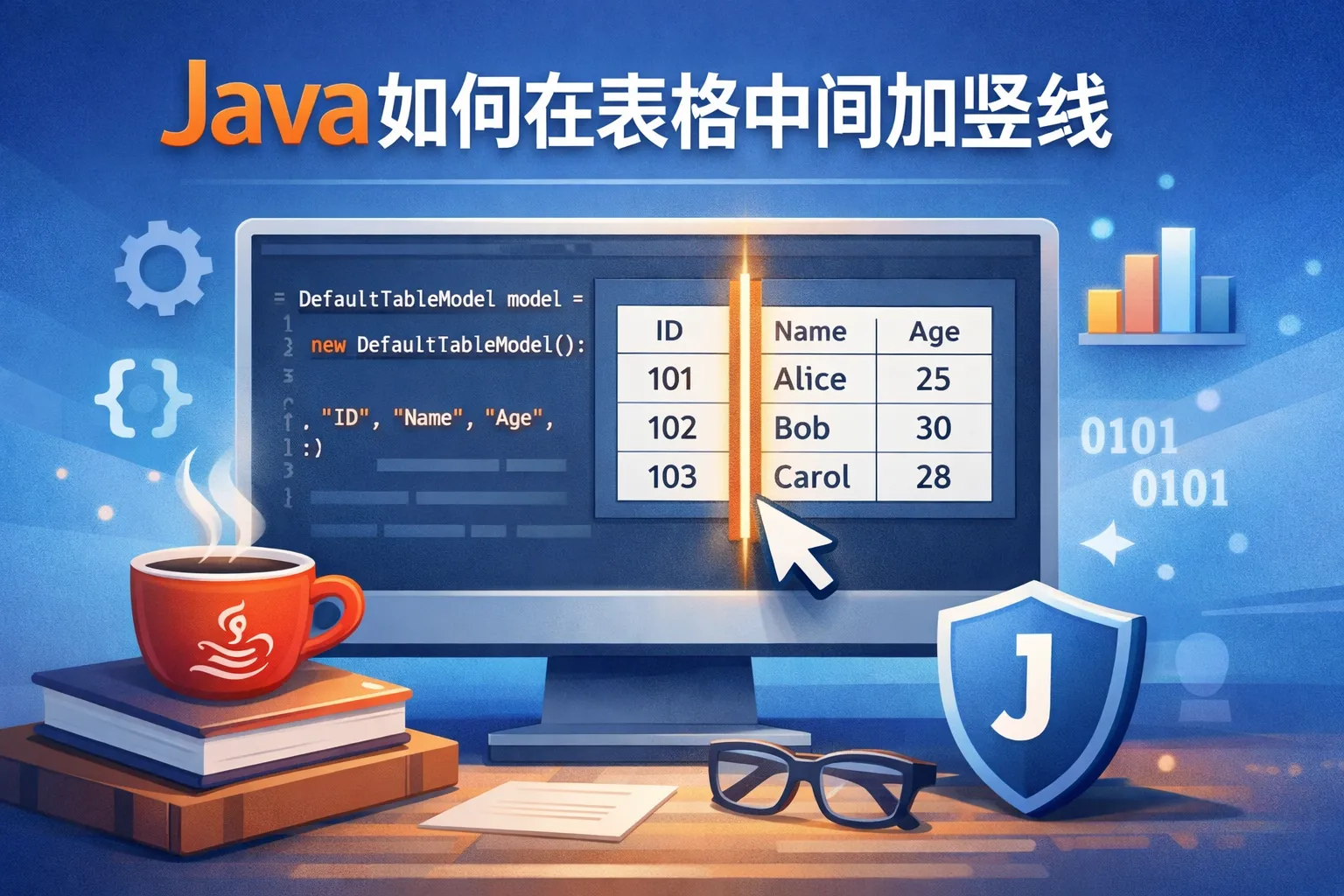 java如何在表格中间加竖线