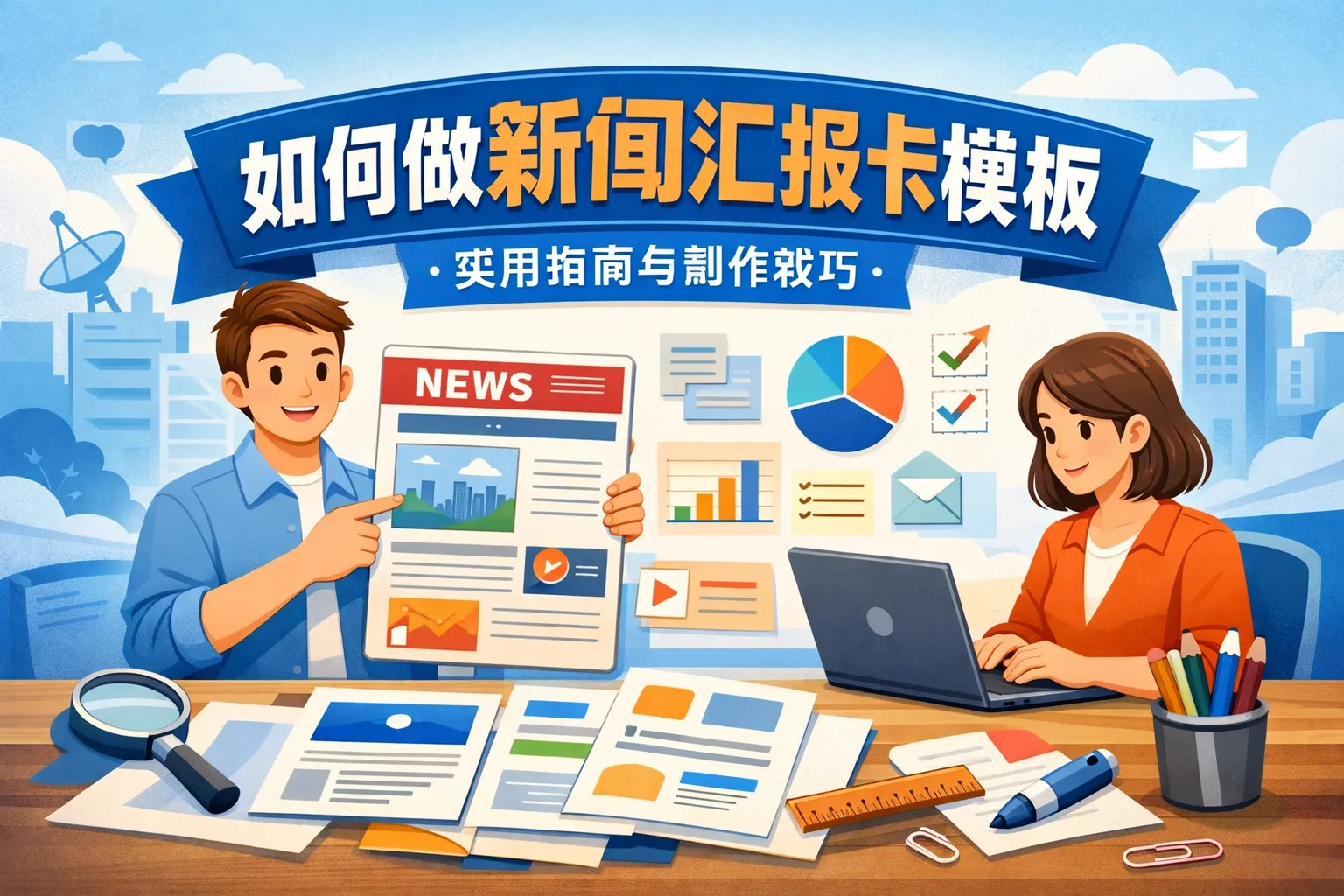 如何做新闻汇报卡模板