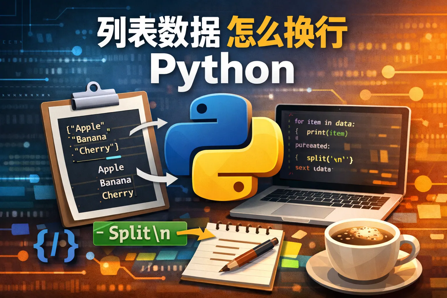 列表数据怎么换行python