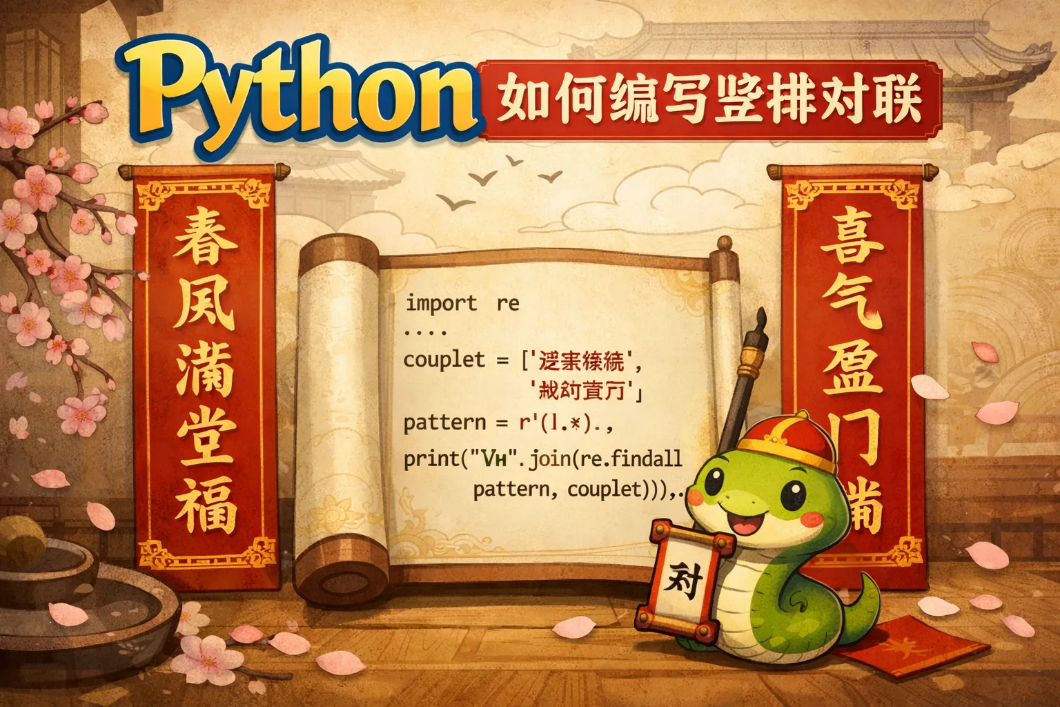 python如何编写竖排对联