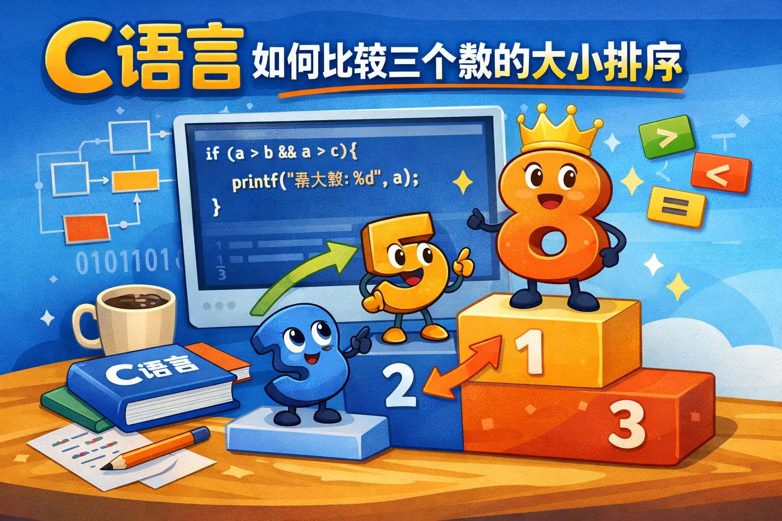 c语言如何比较三个数的大小排序