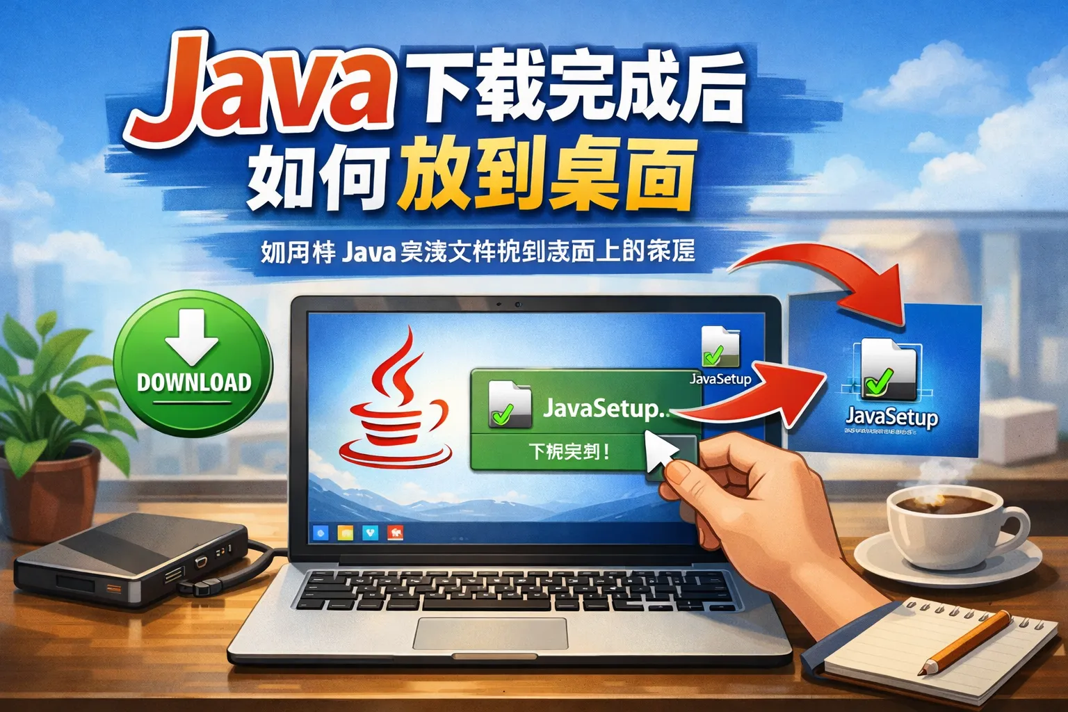 Java下载完成后如何放到桌面