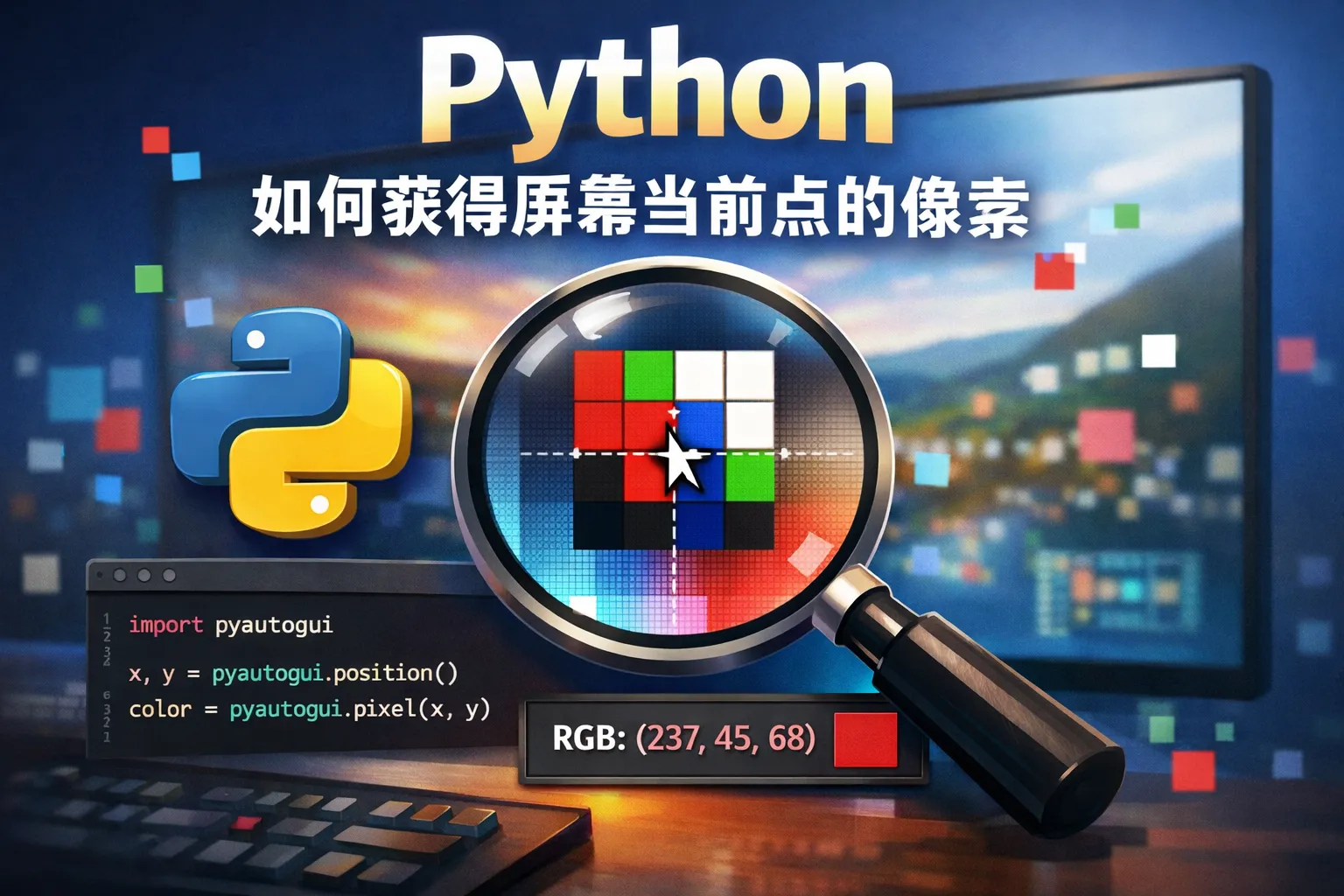 python 如何获得屏幕当前点的像素
