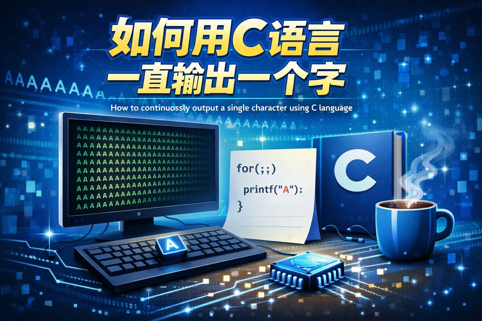 如何用c语言一直输出一个字