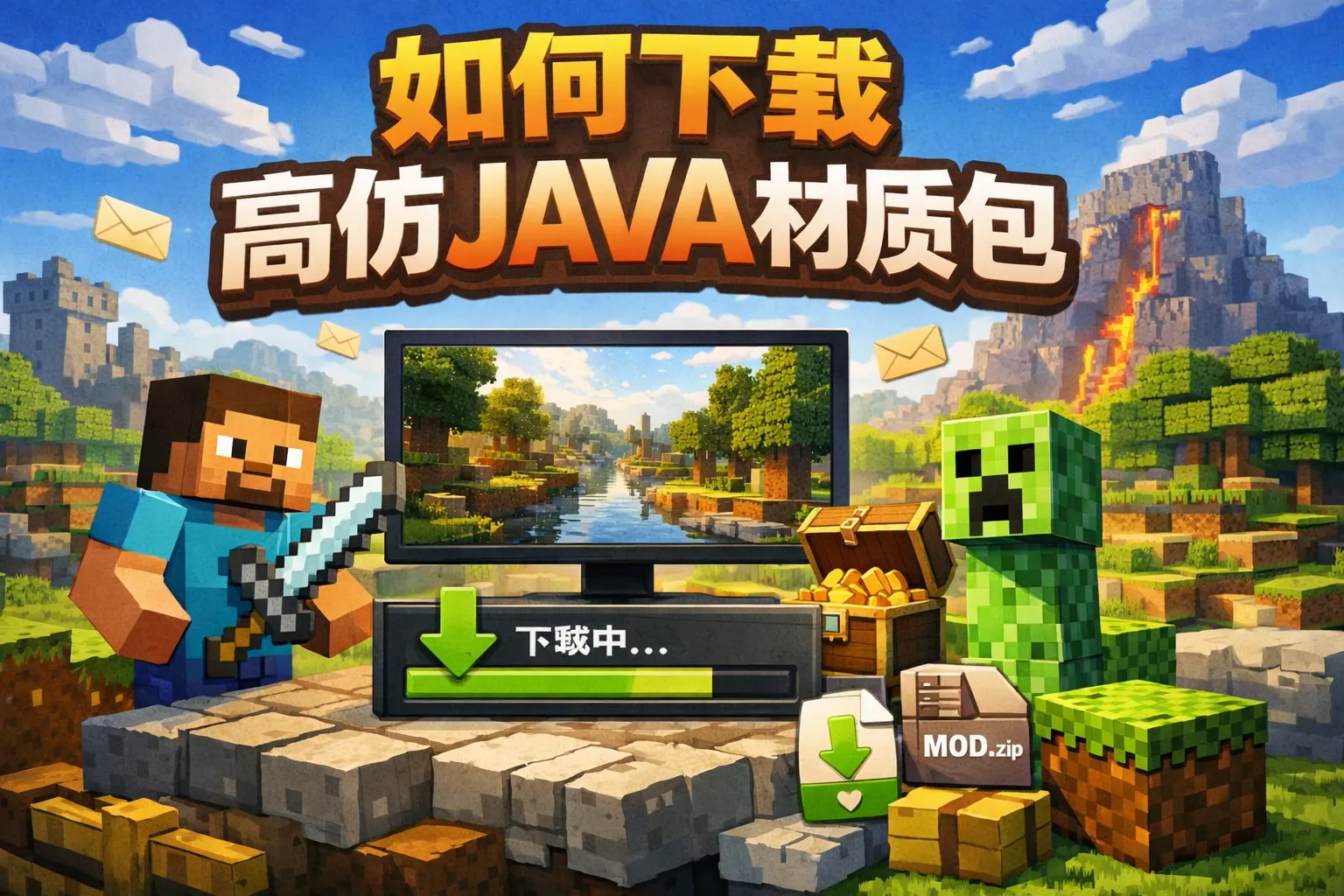 如何下载高仿java材质包