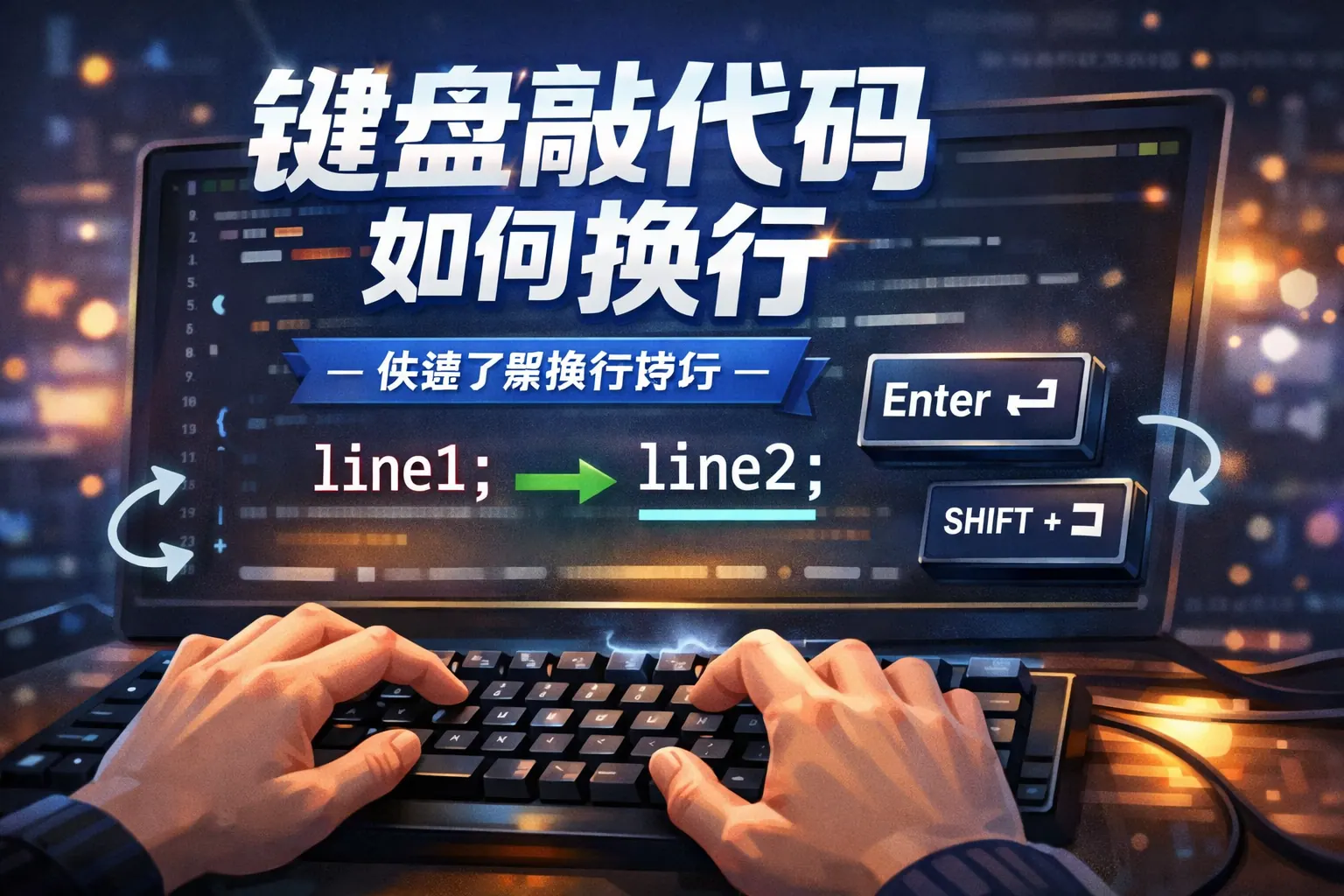 键盘敲代码如何换行