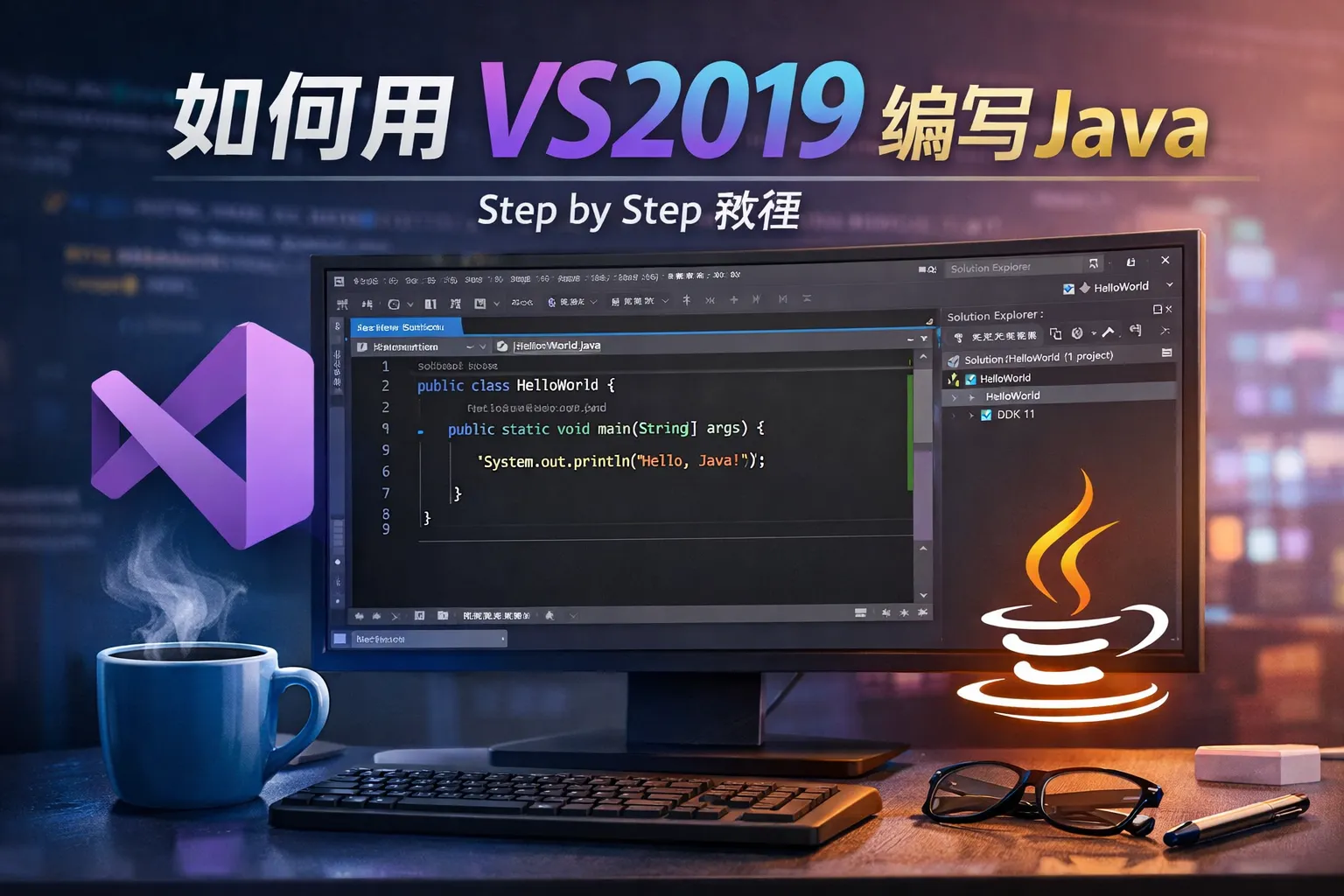 如何用vs2019编写java