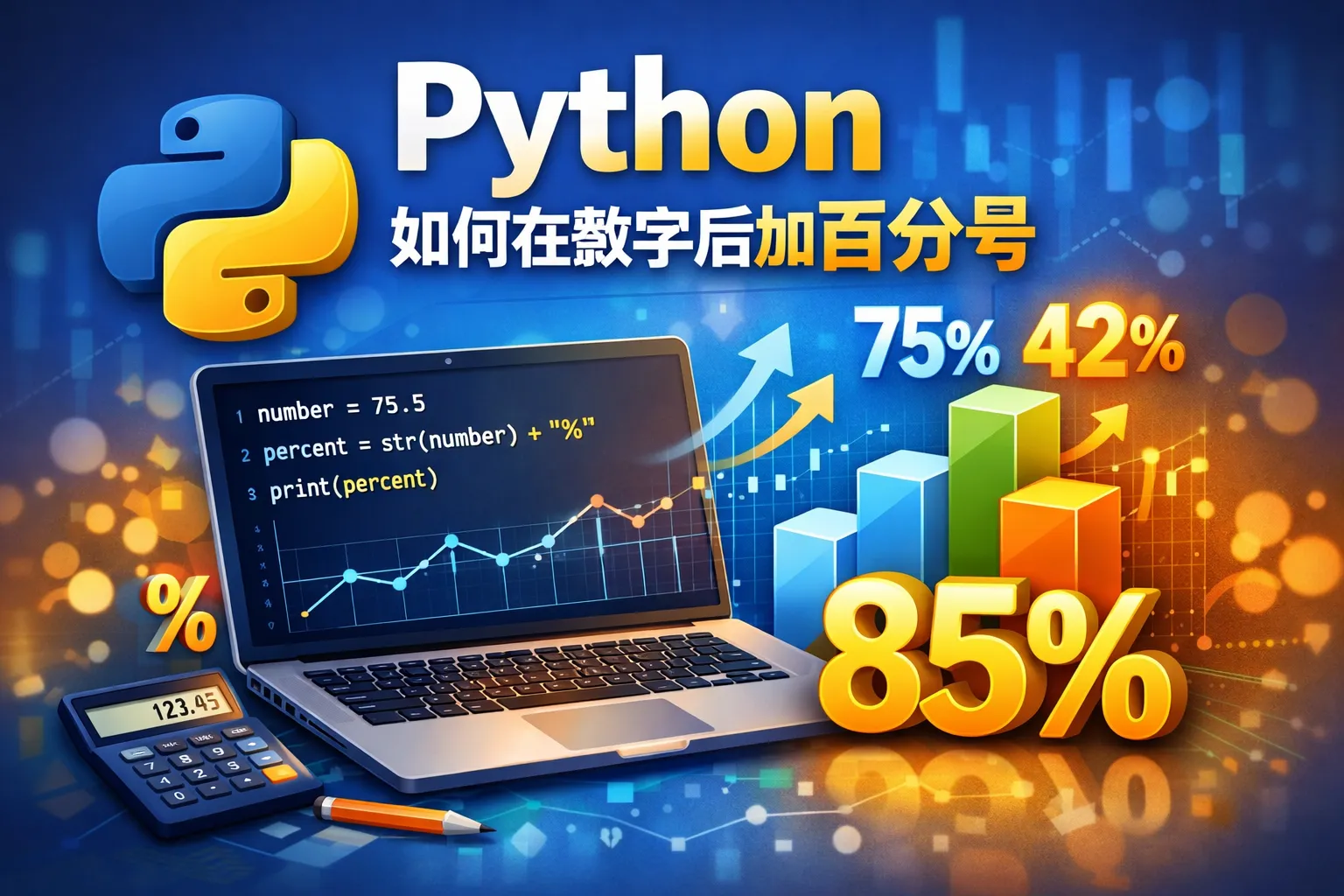 python如何在数字后加百分号