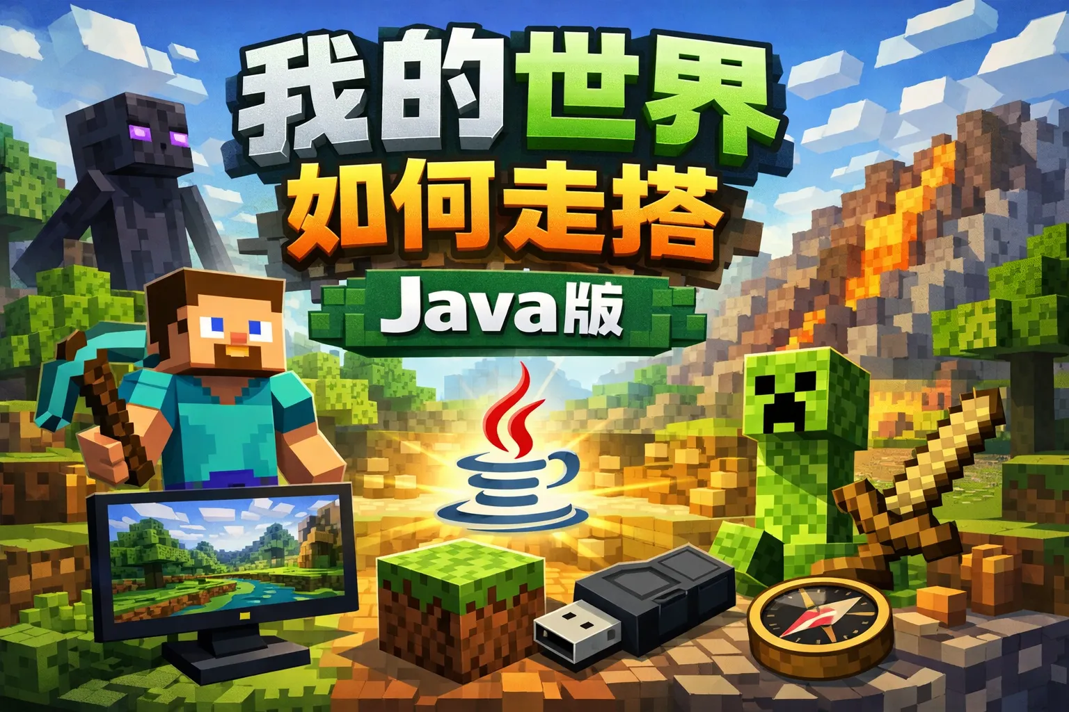 我的世界如何走搭java版